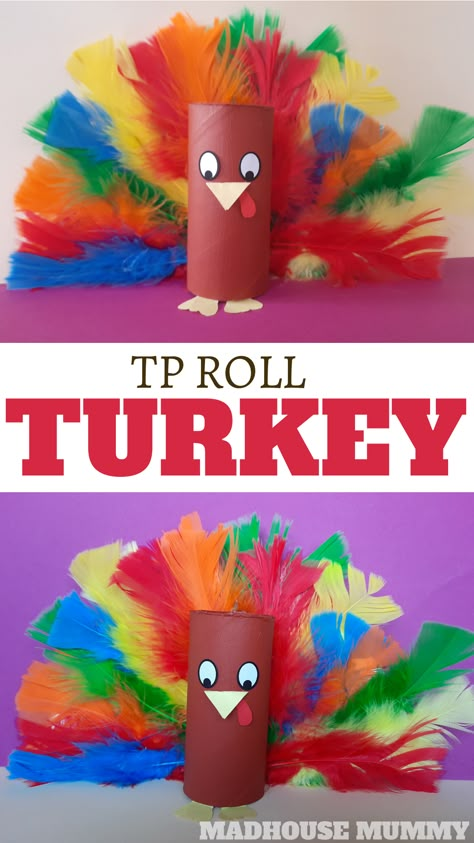 Thanksgiving Toddler Crafts, Thanksgiving Crafts For Preschoolers, Thanksgiving Turkey Crafts, Turkey Crafts For Kids, Turkey Craft For Kids, Cardboard Tube Crafts, Turkey Crafts Kids, Mummy Crafts, Thanksgiving Toddler