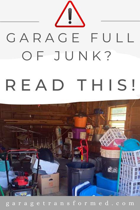 Time to declutter your garage? 🏠🗑️ We'll guide you through a major clean-up. Learn how to identify and get rid of unnecessary items cluttering your space. Our practical tips help you make quick decisions on what stays and what goes, transforming your garage from a junk haven to a tidy, organized area. Perfect for those ready for a fresh start. #GarageDecluttering #HomeOrganization 🛠️🧹 Click to start your decluttering journey and reclaim your garage space!" How To Declutter Your Garage, How To Clean Out Your Garage, Garage Cleaning Tips, Organizing The Garage, Garage Clean Out, Garage Clean Out Tips, Decluttering Garage, Garage Declutter, Cleaning Garage