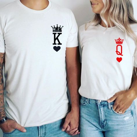 Priscilla | Etsy shop on Instagram: “Matching king and queen shirts for you and your Valentine ❤️ Tag your king your queen 👑 . . . . #kingandqueen #kingandqueenofhearts…” King And Queen Shirts, T Shirt Ideas, Queen Shirts, King Of Hearts, Valentine Tags, King And Queen, Heart Shirt, Etsy Shop, Queen