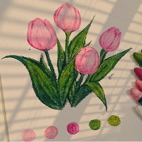 Oil Pastel Sketches Easy, Oil Pastel Flowers, Oil Pastel Scenery, Sulu Boya Çalışmaları, Oil Pastel Ideas, Cute Art Ideas, Art Flowers Painting, Watercolor Flower Painting, Pastel Drawings Easy