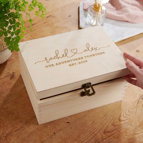 Memory Box Ideas Diy Boyfriend, Memory Box Ideas, Personalised Memory Box, Wedding Keepsake Boxes, Engagement Box, Wedding Memory Box, Wooden Memory Box, Baby Keepsake Box, Wooden Keepsake Box