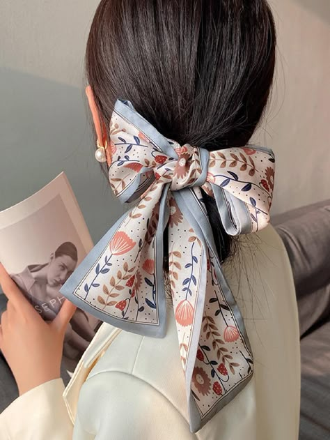 Multicolor  Collar  Fabric Plants  Embellished   Women Accessories Scarf For Dress, French Twist Hair, Feminine Romantic, Scarf Outfit, Hair Band Accessories, Hair Scarf, Casual Hairstyles, Unique Prints, Quiet Luxury