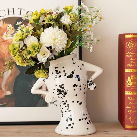 Ceramic Vase with Attitude, Unique Flower Vase for Home Decor, Sassy Decorative Vase for Flowers, Cute Boho Vase for Bookshelf Decor, Vintage Quirky Electic Funky Decor for Living Room Funky Vases, Decorative Bookshelves, Unique Flower Vases, Boho Vase, Vase For Flowers, Flowers Cute, Hands On Hips, Quirky Decor, Funky Decor