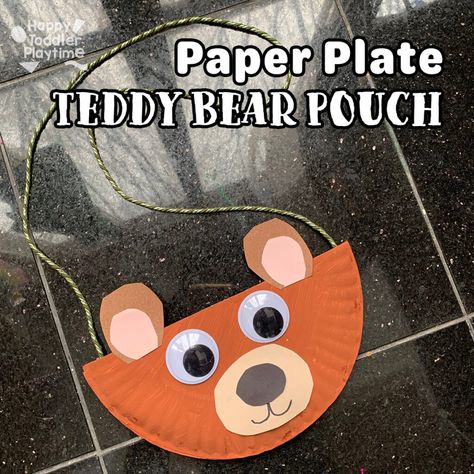 Paper Plate Teddy Bear Pouch Craft for Kids - Happy Toddler Playtime Paper Plate Bear, Pouch Craft, Toddler Art Projects, Black Construction Paper, Curious Kids, Bear Crafts, Paper Plate Crafts, Kids Create, Snowman Crafts