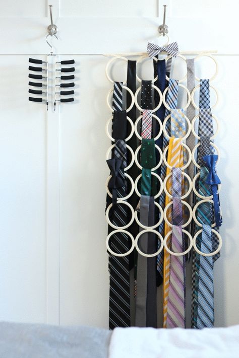 Hanger Closet, Tie Storage, Tie Hanger, Tie Holder, Scarf Hanger, Tie Organization, Diy Playbook, Tie Rack, Diy Tie