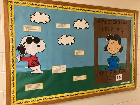 Snoopy Ra Board, Snoopy Door Decs, Inclusive Bulletin Board Ideas, Interactive Ra Bulletin Boards, Snoopy Bulletin Board Ideas, Chemistry Bulletin Boards, Ra Bulletin Board Ideas, Resident Assistant Programs, Res Life Bulletin Boards