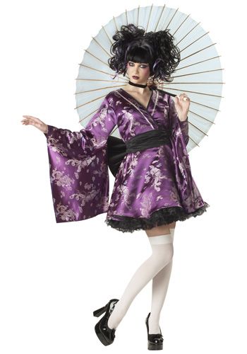 Have this costume. Total hit! Japanese Geisha, Drape Sleeves, Lace Ruffle, Halloween, Purple