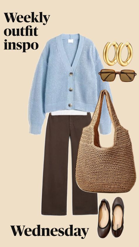 Light Blue And Gold Outfit, Light Brown Cardigan Outfit, Katrina Core, Blue Brown Outfit, Light Blue Cardigan Outfit, Brown And Blue Outfit, Blue And Brown Outfit, Brown Cardigan Outfit, Light Brown Jeans