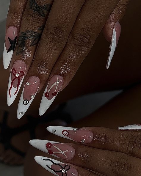 🎱🍒🎀⭐️ ☆ Products Used | Shell Pink x @shopagaloreco Gel White-479 x @melodysusie_official ☆ Follow @kryliczxnadia fore more ☆ #gelxnails #gelx #nails #longalmondnails #frenchtip #8ball #instagramnails #nailsofinstagram #nailsnailsnails #3dnails #nails2inspire #nailinspiration #nailinspo #exoticnails #baddienails #bougienails #nailcontent #nailpics #centraltx #templetx #explorepage #explore #kryliczxnadia 8ball Nails, Long Almond Nails, Billiard Ball, Exotic Nails, Shell Pink, Instagram Nails, 3d Nails, Nails Inspiration, Nail Inspo