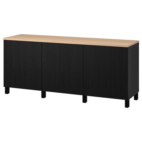 HEMNES black-brown, Sideboard, 157x88 cm - IKEA Buffet Ikea, Ikea Buffet, Besta Ikea, Buffet Console, Ikea Besta, Black Sideboard, Frame Shelf, Ikea Family, Wood Sideboard