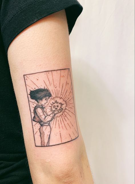 Panel Tattoo, Howls Moving Castle Tattoo, Howl's Moving Castle Tattoo, Ghibli Tattoos, Anime Tattoo Ideas, Tattoo 2022, Studio Ghibli Tattoo, Castle Tattoo, Ghibli Tattoo