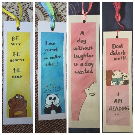 Painting, colorful, bear, panda, for kids Bookmark For Students, Book Mark Easy Ideas, Book Mark Painting Easy, Teachers Day Bookmark Ideas, Book Mark Painting Ideas Easy, Cute Bookmark Painting Ideas, Easy Book Mark Ideas For Kids, Cute Book Mark Ideas Easy, Easy Bookmarks Painting