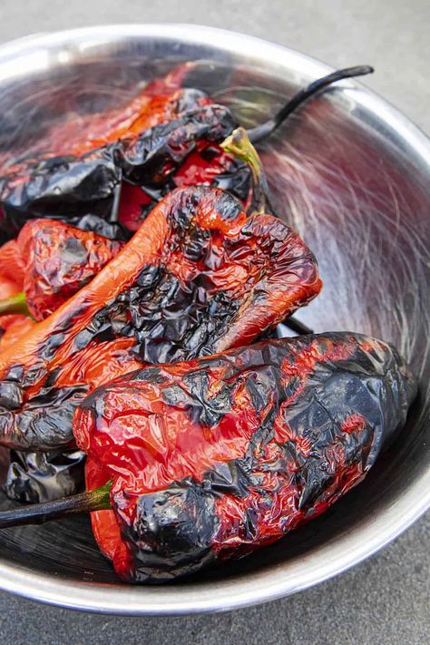 Freezing Roasted Peppers, Chili Pepper Hot Sauce Recipe, How To Roast Peppers, Roasted Pepper Recipes, Roasted Chili Peppers, Roast Peppers, Chili Pepper Recipes, Roasted Poblano Peppers, Roasted Red Pepper Soup