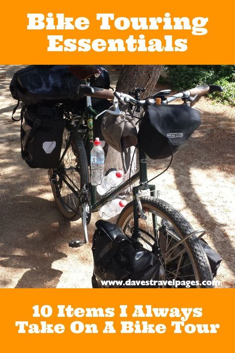 Bike Touring Essentials - 10 Items I Always Take On A Bike Tour #biketouring #bicycletouring #cycling #travelbybike #biketour #bicycletour #bikepacking Bike Touring Gear, Bike Riding Tips, Biking Tips, Bike Packing, Bicycle Touring, Bike Magazine, Bike Touring, Bicycle Travel, Bicycle Gear