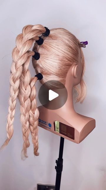 Mark Nelson-Wolter on Instagram: "✨💕 4 PONYTAIL BRAIDS INTO A MOHAWK! Hair Up Do Tutorials @markjohnhair LONDON 💕✨ 
.
.
#braid #braids #braidstyles #braidgang #mohawk #hairtutorial #hairtutorials #hairup #hairups #updo #updos #updostyles #upstyle #hairvideo #hairvideos #updotutorial #texturedhair #pinkhair #hairfashion #hairideas #hairstyles #hairreels #igreels #hairart #hairartist #arty #artistic #artist #ponytail" Two Ponytail Bun, Mohawk Buns Hairstyles, Mohawk Bun Hairstyles, Hair Updos With Braids, Easy Hairstyles For Work Updo, Bubble Braid Updo, 4 Ponytail Braids, Braided Up Do, Mohawk Buns