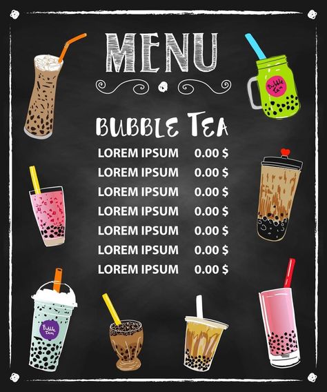 Bubble milk tea, Pearl milk tea , Different sorts of Boba. Yummy drinks. Milktea Menu Design Template, Bubble Tea Poster, Cafe Menu Template, Bubble Tea Menu, Poster Restaurant, Bubble Tea Flavors, Tea Poster, Pearl Milk Tea, Pearl Tea