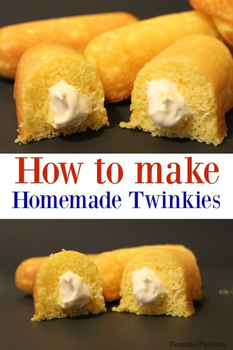 Homemade Twinkies, Twinkies Recipe, Twinkie Cake, Cake Mix Recipes, Eclairs, Chocolate Cupcakes, Copycat Recipes, Just Desserts, Cake Recipe