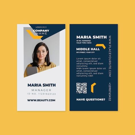 Free Vector | General business id card Staff Card Design, Name Tag Design Template, Company Id Card Design, Identity Card Design, Business Kit, Employee Id Card, Employees Card, Student Card, Name Tag Design