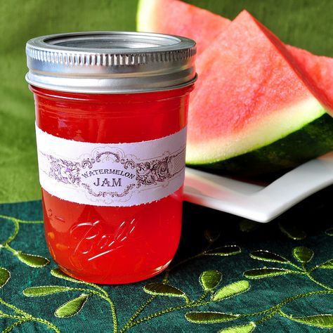 Watermelon Jelly by Marisa | Food in Jars Watermelon Puree Recipes, Watermelon Puree, Watermelon Jam, Blondie Cake, Fruit Butters, Watermelon Jelly, Canning Jam, Canning Food Preservation, Canned Food Storage