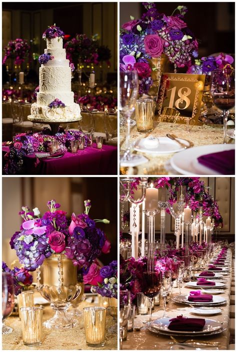 Purple And Pink Party Theme, Royal Purple And Pink Wedding, Magenta And Purple Wedding, Magenta Purple Wedding, Magenta Party Decorations, Plum Quinceanera Theme, Red Pink Purple Blue Wedding, Magenta And Lilac Wedding, Magenta And Gold Wedding