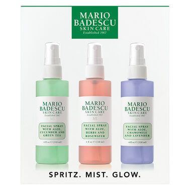 Shop Spritz Mist and Glow Set by Mario Badescu at MECCA. A limited edition skin care gift set featuring all three of Mario Badescu's iconic facial sprays. Xmas Haul, Baking Soda Body Scrub, Skincare Sets, Haut Routine, Mario Badescu Facial Spray, Peel Pads, Mario Badescu Skin Care, Basic Skin Care, Basic Skin Care Routine