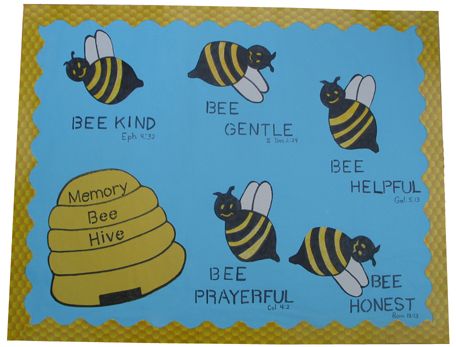 sunday school bulletin boards | Art Education Daily: Memory " Bee Hive" for Sunday School Sunday School Bulletin Boards, Bee Bulletin Boards, Bee Clip Art, Christian Bulletin Boards, Sunday School Decorations, Bee Themed Classroom, Sunday School Rooms, Bee Classroom, Sunday School Classroom