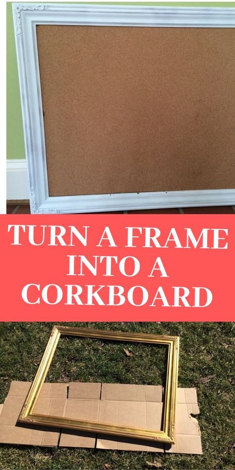 College Room Decor Ideas Wall Art, Repurpose Cork Board, Framed Cork Board Ideas, Diy Picture Board, Cork Board Picture Collage, Cork Picture Frame, Diy Picture Board Fabric Covered, Picture Frame Cork Board Diy, Diy Framed Cork Board