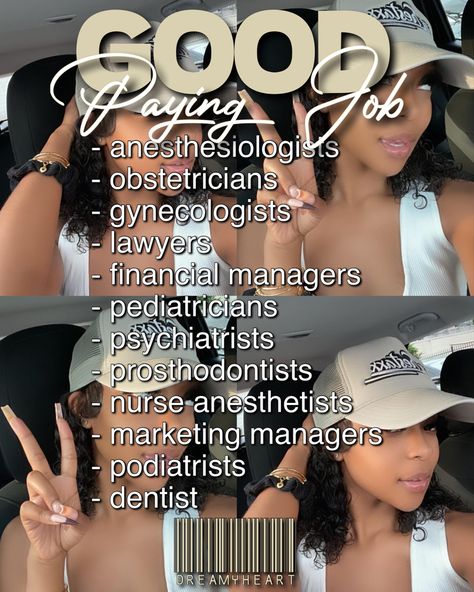 Aesthetic Jobs For Women, Jobs For Black Women, Future Careers Aesthetic, Dream Job Ideas List, Best Jobs For Women Career, Beauty Jobs Career, Careers For Black Women, Future Jobs Career, Black Career Woman Aesthetic