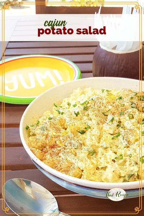 This Cajun Potato Salad with Green Onion Dressing is a simplified version of one by Chef Paul Prudhomme. Keep it mild or make it extra spicy if you like. #potatosalad #chefpaulprudhomme #cajunfood #cajun #picnicsidedish #barbecuesidedish #summersidedish #homemadesaladdressing Cajun Potato Salad, Onion Dressing Recipe, Cajun Potatoes, Paul Prudhomme, Picnic Side Dishes, Barbecue Side Dishes, Picnic Recipes, Vegetable Side Dishes Recipes, Homemade Salad Dressing