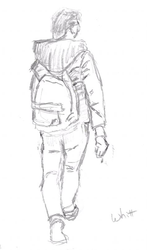 Person Walking From Behind Reference, Drawing Of Someone Walking, Walking Pose Reference Drawing Male, Boy Walking Drawing Reference, Mans Back Sketch, Figure Walking Drawing, Walking Behind Reference, Someone Walking Drawing, Guy Walking Drawing