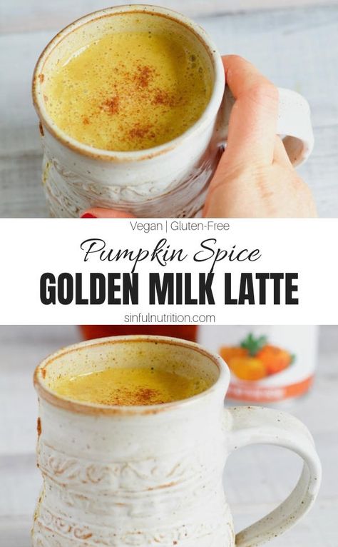 Golden Milk Recipe, Gluten Free Pumpkin Spice, Golden Milk Latte, Turmeric Latte, Turmeric Tea, Golden Milk, Latte Recipe, Vegetable Drinks, Tea Latte