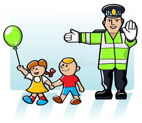 Safety Illustration, Street Safety, Road Vector, Crossing Guard, Cute Doodles Drawings, Children Images, Doodle Drawings, Cute Doodles, Police Officer