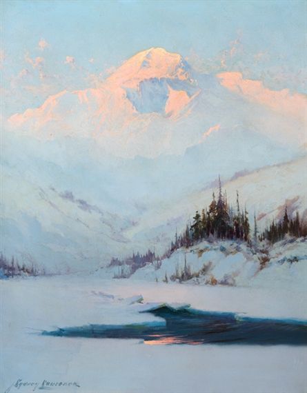 Artwork by Sydney Laurence, Winter Twilight on Mt. McKinley, Made of oil on canvas Winter Landscape Painting, Painting Winter, Online Art Classes, Winter Painting, Art Academy, Winter Art, Winter Landscape, Oil Painting Landscape, Fantasy Landscape