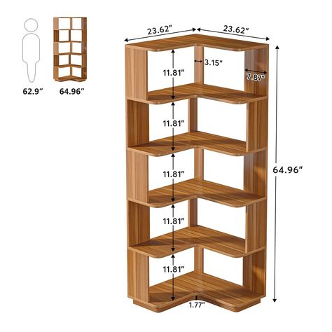 Ebern Designs Nyajiah Corner Bookcase & Reviews - Wayfair Canada Bookshelf Industrial, Corner Bookshelf, Industrial Bookcases, Corner Bookshelves, Corner Space, Tall Bookcases, Living Room Accent Tables, Corner Shelves, Living Room Storage