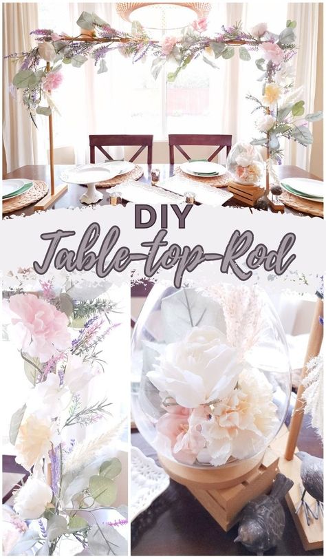 Table Rod Decor, Over The Table Rod, Easy Diy Table, Spring Wedding Party, Party Tablescapes, Diy Table Decor, Amazing Crafts, Make A Table, Pinterest Diy