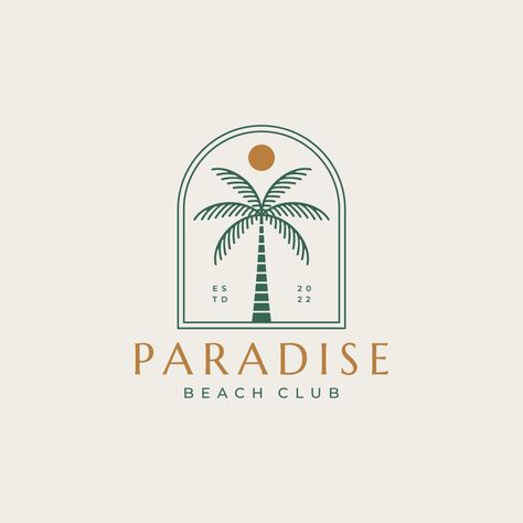 Resort Logo Design, Tent Logo, Miami Logo, Logo Design Inspiration Vintage, Tree Logo Design, Beach Logo, Identity Design Inspiration, Resort Logo, Hotel Logo