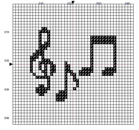 Free pattern: music notes Treble Clef Cross Stitch, Musical Notes Cross Stitch Patterns, Music Note Cross Stitch, Music Note Crochet Pattern, Cross Stitch Music Notes Patterns, Beaded Music Notes, Music Note Granny Square, Music Cross Stitch Patterns Free, Cross Stitch Music Notes