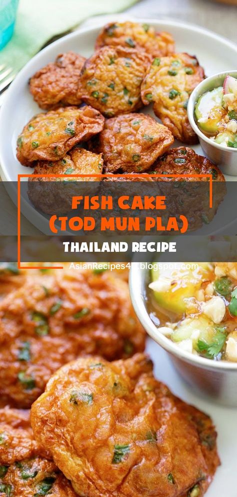 Thai Fish Cakes - the best and easiest Thai fish cakes recipe or Tod Mun Pla that tastes just like Thai restaurants. So good! #Thailand #Recipes #Fishcake Thai Fish Recipe, Thailand Recipes, Thai Fish Cakes, Thai Fish, Fish Cakes Recipe, Recipes Fish, Laos Food, Fish Cakes, Thailand Food