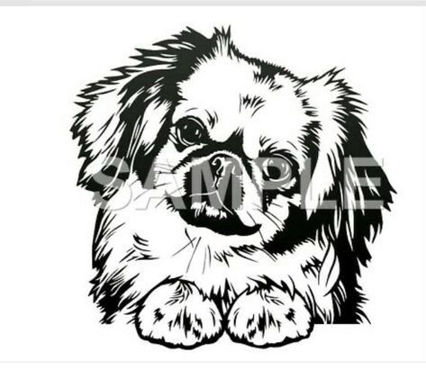 Dog Line Art Tattoo, Dog Glasses, Dog Line Drawing, Line Art Tattoo, Dog Line Art, Bird Tattoos, Art Impressions Stamps, Animal Templates, Pekingese Dogs