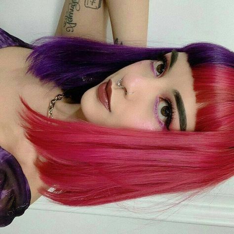 Hair Color Fantasy Ideas, Fox Hair Dye, Pink And Purple Hair, Two Color Hair, Fox Hair Color, Fantasy Hair Color, 2024 Hair Color, Split Dyed Hair, Arctic Fox Hair Color