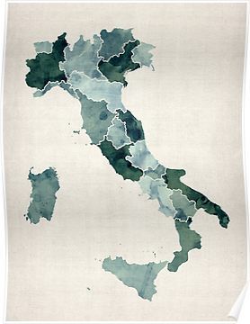 Watercolor Map of Italy Poster Map Of Italy, Italy Art Print, Map Canvas Art, Italy Map, Art Carte, Watercolor Map, Italy Art, Framed Maps, Map Canvas