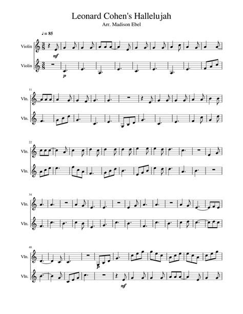 Hallelujah Sheet Music, Free Flute Sheet Music, Leonard Cohen Hallelujah, Popular Piano Sheet Music, Free Violin Sheet Music, Fiddle Music, Piano Sheet Music Pdf, Hymn Sheet Music, Music Theory Lessons