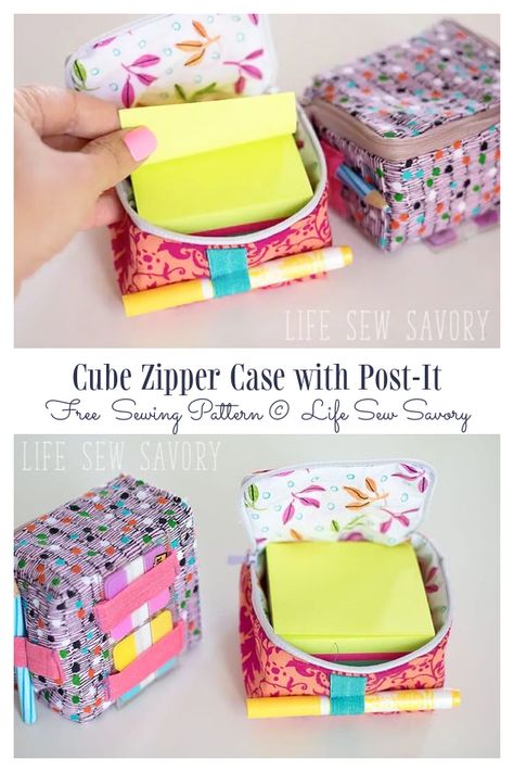 DIY Fabric Cube Zipper Pouch Free Sewing Pattern | Fabric Art DIY Diy Quilted Zipper Pouch, Cube Bag Pattern, Packing Cubes Sewing Pattern, Fabric Boxes Pattern Free, Fabric Box Pattern, Diy Pouch No Zipper, Art Supplies Bag, Free Pdf Sewing Patterns, Fabric Sewing Patterns