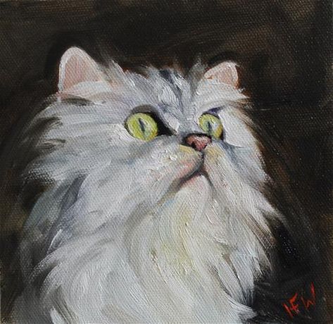 H.F. Wallen Gallery of Original Fine Art Persian Cat Painting, Persian Cat Art, Persian Kitty, Art Zine, Persian Cat, Cat Portraits, Daily Paintworks, Cat Painting, Vintage Cat