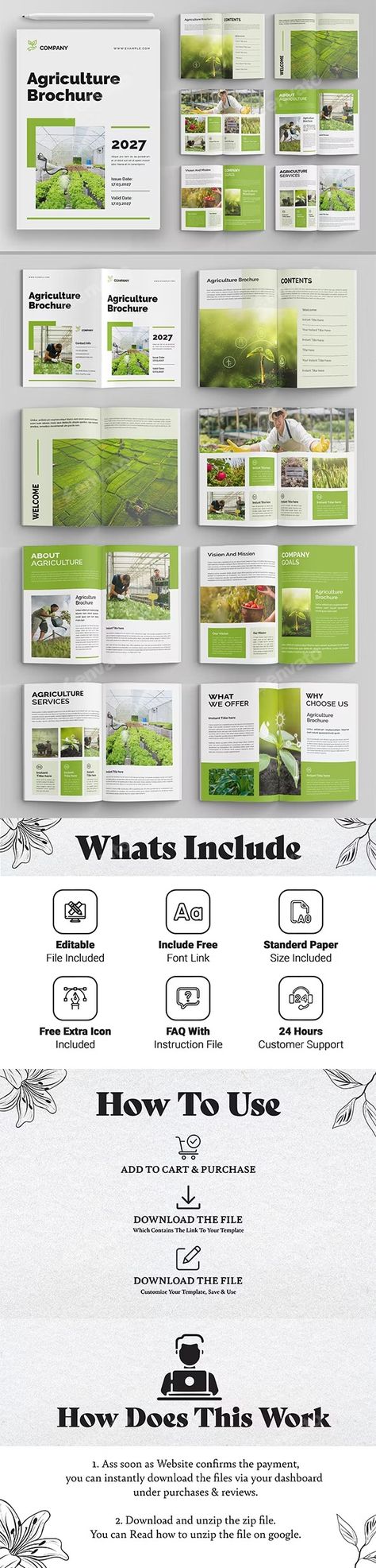 Agriculture Brochure Template, Print Templates | GraphicRiver Agriculture Brochure Design, Farm Brochure, Agriculture Brochure, Agriculture Design, Farming Techniques, Indesign Templates, Word Design, Catalog Design, Brochure Design Template