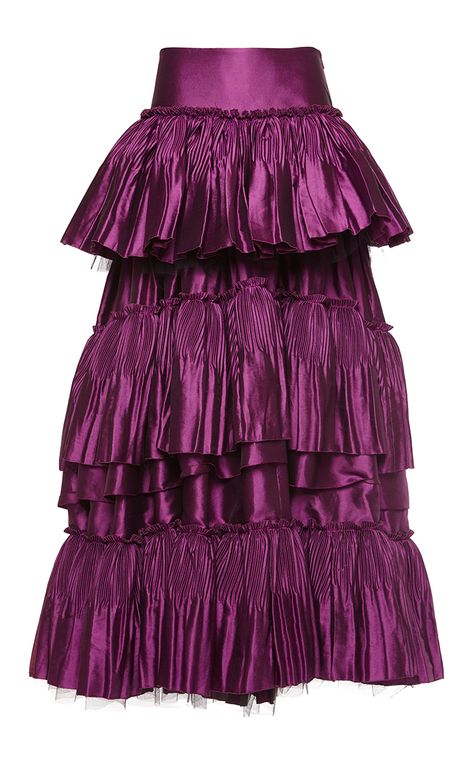 Tiered Ruffle Skirt by ALBERTA FERRETTI for Preorder on Moda Operandi Midi Skirt Png, Skirt Png, Womens Plaid Dress, Purple Midi Skirt, Layered Ruffle Skirt, Raspberry Beret, Mid Calf Skirt, Fuchsia Purple, Skirt Purple