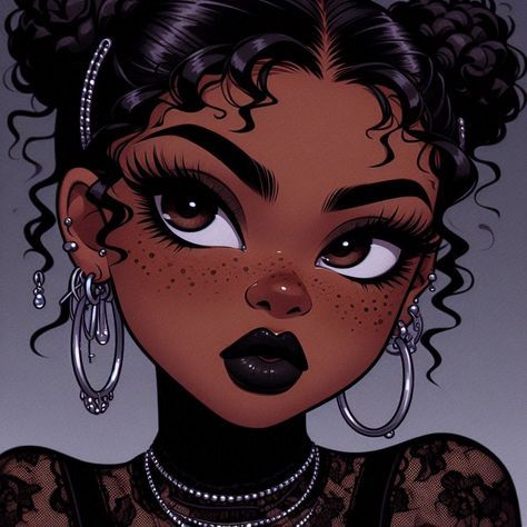 Profile Picture Aesthetic Girly Black, Anime Black Girlies, Pfp Baddie Aesthetic, Cute Black Cartoon Profile Pics, Black Aesthetic Profile Picture, Baddie Profile Pictures Cartoon, Anime Girlies Pfp Black, Profile Picture For Girlies, Black Anime Girlies Pfp