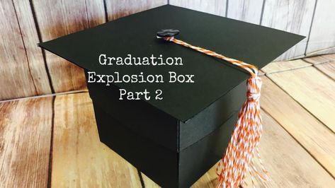 Graduation Cap Gift Box Diy, Exploding Box Ideas, Graduation Cards Homemade, Pokey Tool, Explosion Box Tutorial, Grad Diy, Graduation Card Boxes, Graduation Box, Graduation Cards Handmade