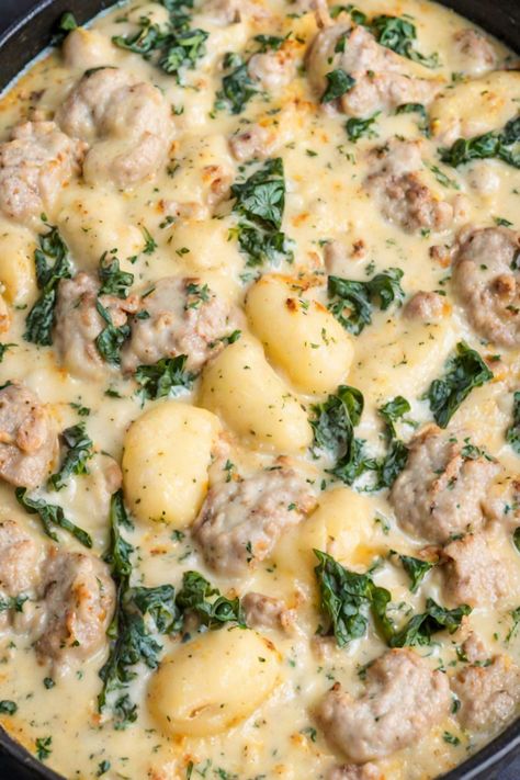 Gnocchi Zuppa Toscana Recipe  Ingredients  - 1 pound Italian sausage, casings removed - 1 medium onion, chopped - 3 cloves garlic, minced - 4 cups chicken broth - 1 large potato, diced - 1 cup heavy cream - 2 cups kale, chopped - 1 package (16 ounces) potato gnocchi - Salt and pepper to taste - Red pepper flakes (optional)   Full Cooking Instructions on... Zuppa Toscana Soup With Gnocchi, Chorizo Gnocchi Soup, Gnocchi And Italian Sausage Soup, Creamy Sausage And Gnocchi Soup, Ground Pork Gnocchi Recipes, Gnocchi Zuppa Toscana, Sausage Gnocchi Skillet, Gnocci Meals Italian Sausage, Sausage Gnocchi Soup Recipes