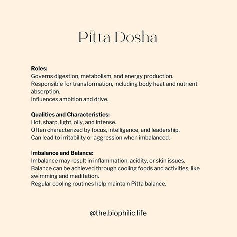 The three doshas #vata #pitta and #kapha One thing I have noticed since becoming a student of Ayurveda, is that I am always trying to figure out what #dosha my friends and family are! They have no idea how my brain whirrs as I try to figure it out ! We are all a combination of the three doshas, but one is always a little more prominent than the others . Sometimes , two doshas can be very prominent in a person . In very rare cases, someone can be #tridoshic (equal parts of all three doshas... Foods For Pitta Dosha, Pitta Dosha Diet, Vata Pitta, Pitta Dosha, My Brain, A Student, Figure It Out, Ayurveda, Very Rare